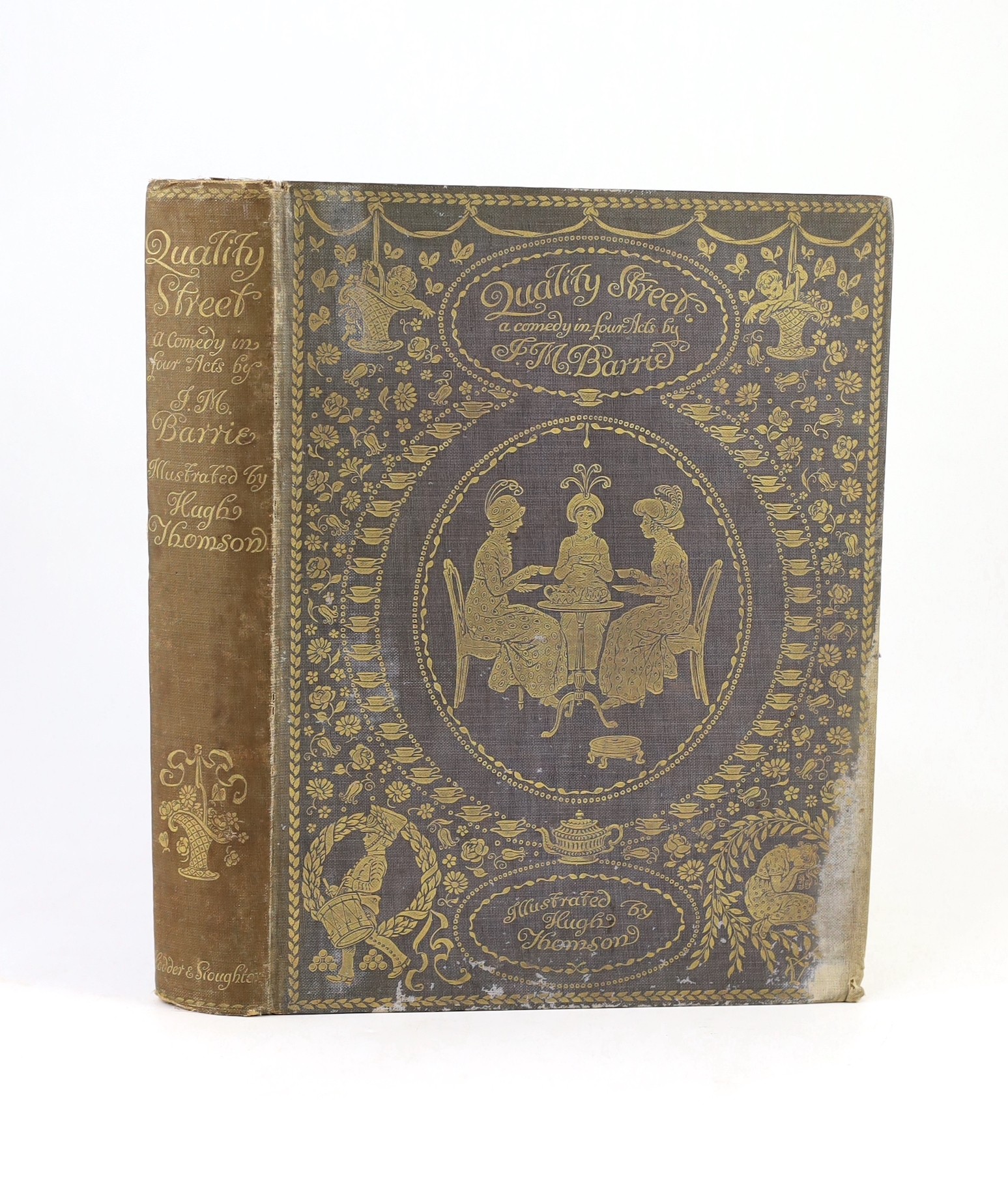 Barrie, J.M - Quality Street, illustrated by Hugh Thomson, with 22 tipped-in colour plates, 4to, lilac cloth gilt, Hodder and Stoughton, London, 1901
